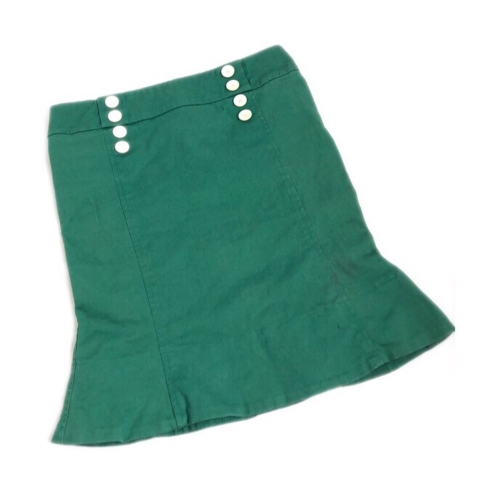Topshop Green Pencil Skirt Sailor Button Detail 10